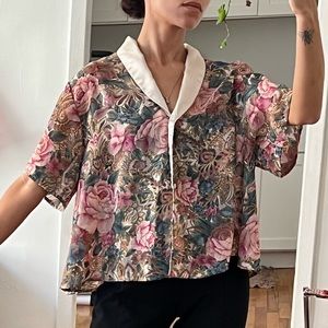 Vintage silky sheer Victorias Secret Floral Blouse